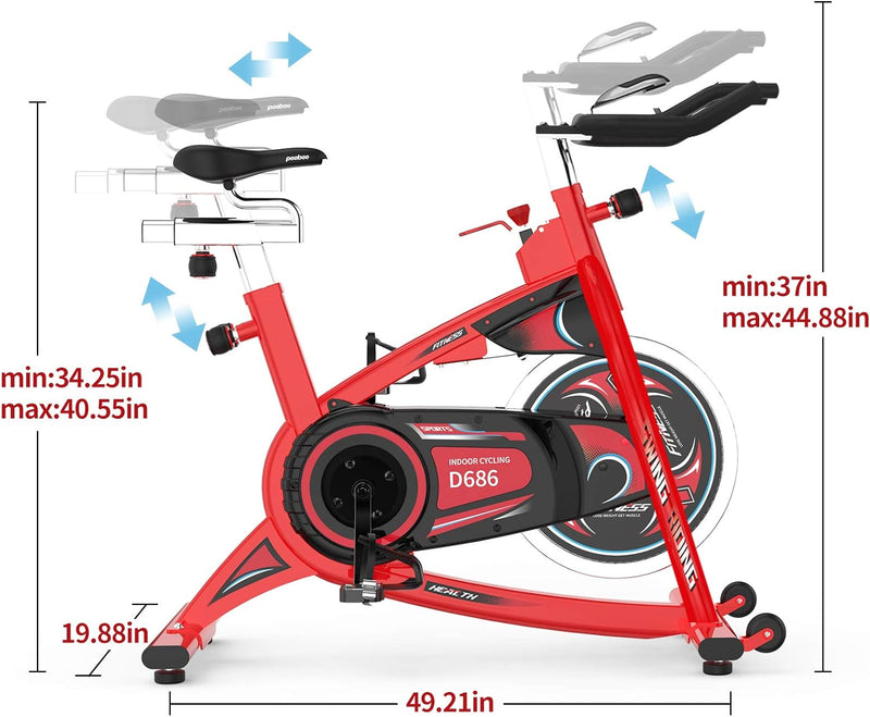 Commercial Exercise Bikes Indoor Cycling with 44 Lbs Flywheel,Lcd Monitor,Belt Drive, Comfortable Seat for Home Stationary Cardio Workout Bike Training