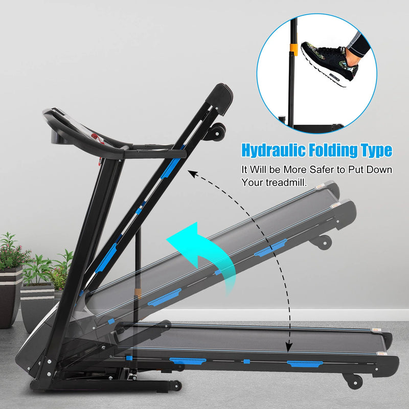 3.25HP Folding Electric Treadmill 15-Level Auto Incline Running Machine Fitness with 300 Lb. Capacity, Smart Anti-Shock System, 12 Programs, Built-In MP3 Speaker for Home Office Gym