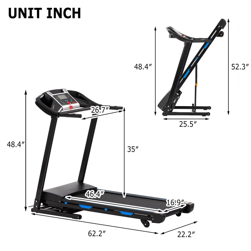 3.25HP Folding Electric Treadmill 15-Level Auto Incline Running Machine Fitness with 300 Lb. Capacity, Smart Anti-Shock System, 12 Programs, Built-In MP3 Speaker for Home Office Gym