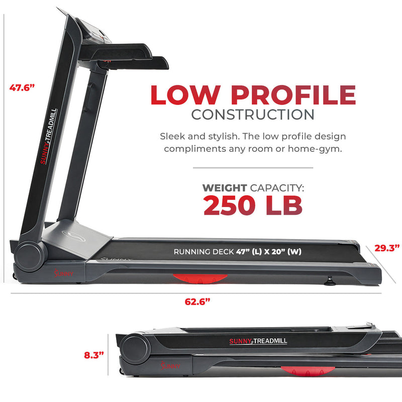 Sunny Health & Fitness Smart Strider Treadmill with 20" Wide LoPro Deck