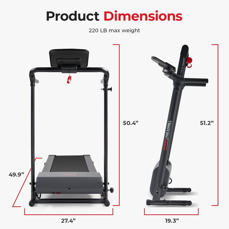 Sunny Health & Fitness Smart Easy Assembly Folding Treadmill