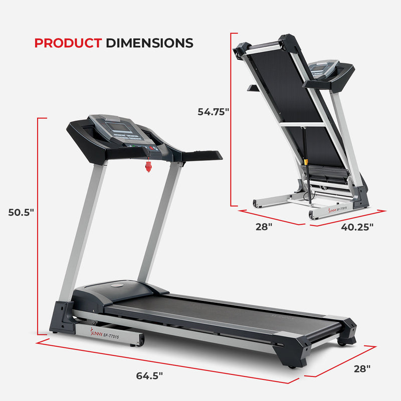 Sunny Health & Fitness Auto Incline Treadmill w/ Speakers, Bluetooth, and Phone Function