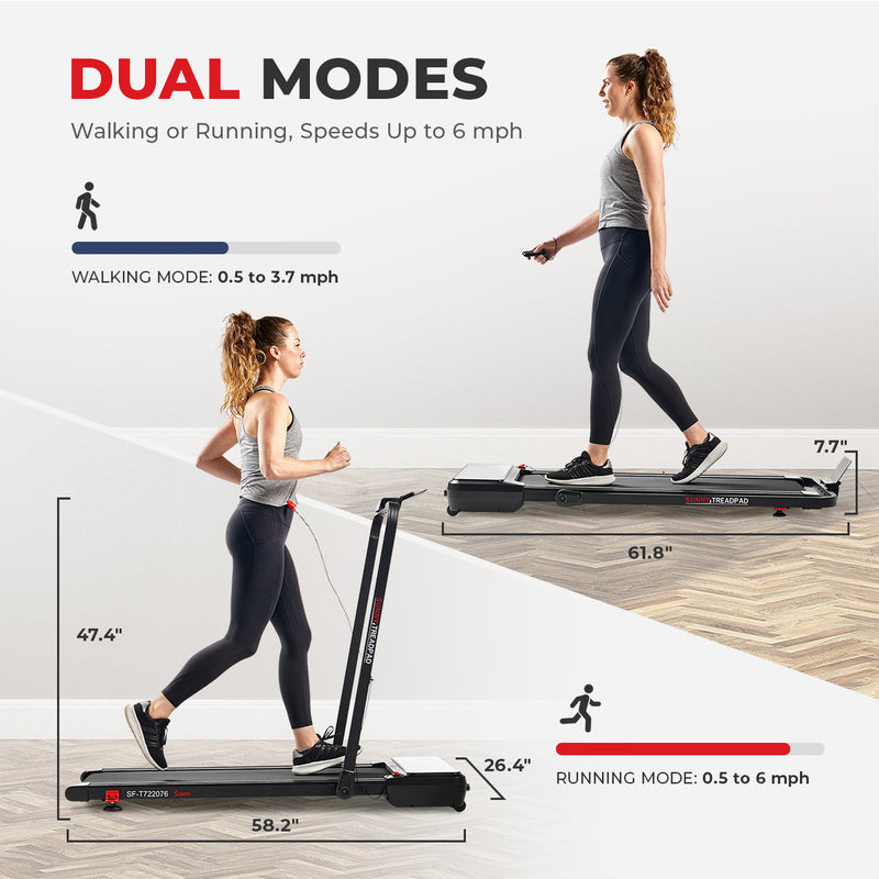 Sunny Health & Fitness Pacer Smart Compact Auto Incline Treadpad® Treadmill