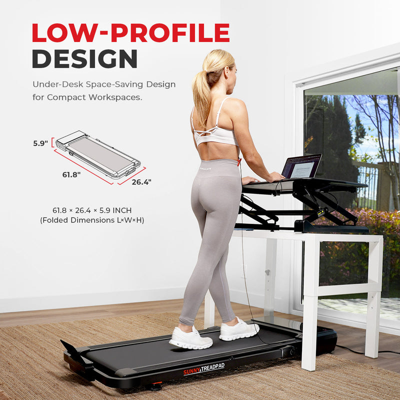 Sunny Health & Fitness Pacer Smart Compact Auto Incline Treadpad® Treadmill