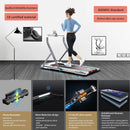 Treadmills for Home 2 in 1 Folding Treadmill under Desk Treadmill Walking Pad with Foldable Handrail 18" Wide Tread Belt Quiet Running Treadmill with Smart Remote Control and Workout App