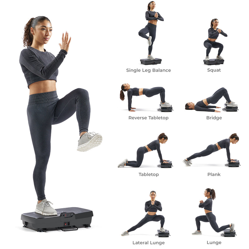 Sunny Health & Fitness Vibration Platform Exercise Machine with Resistance Bands