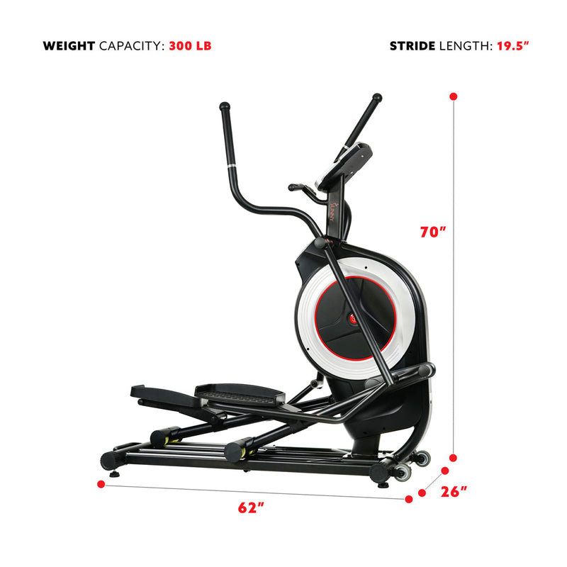 Sunny Health & Fitness Motorized Elliptical Machine Trainer w/ Heart Rate Monitoring