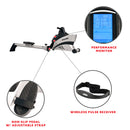 Sunny Health & Fitness Commercial Folding Rowing Machine Rower w/ Heart Rate Monitor