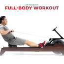 Sunny Health & Fitness Vertical Hydro Wooden Water Rowing Machine