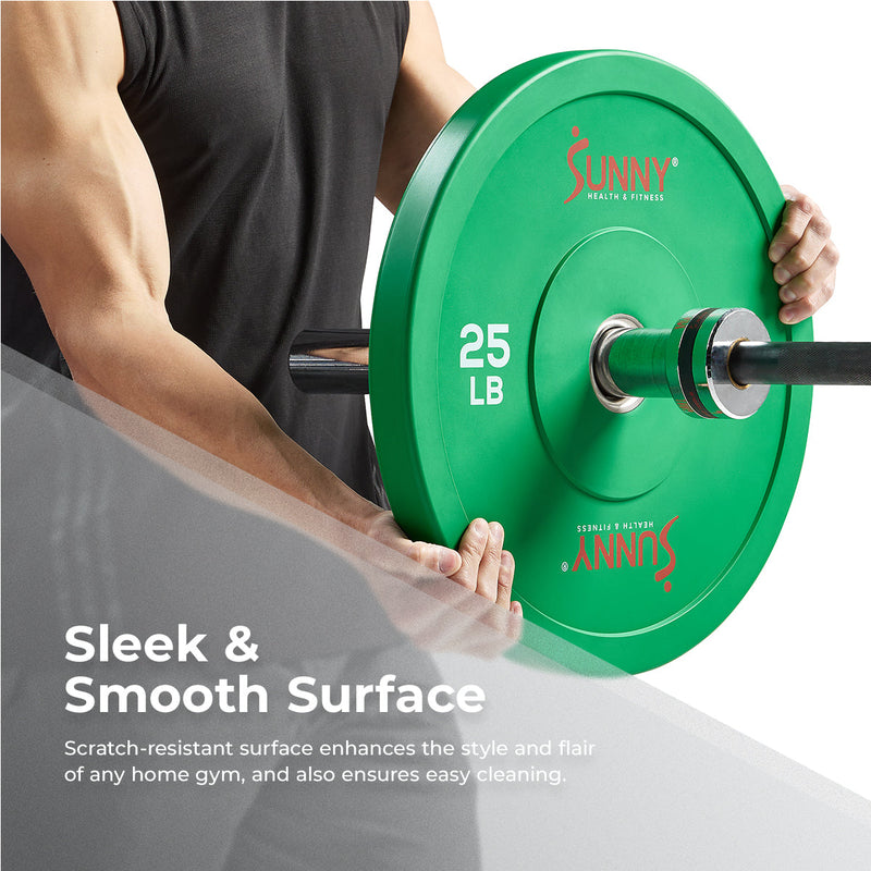 Sunny Health & Fitness Elite 2-inch Rubber Olympic Weight Plates 10 - 55 LBS