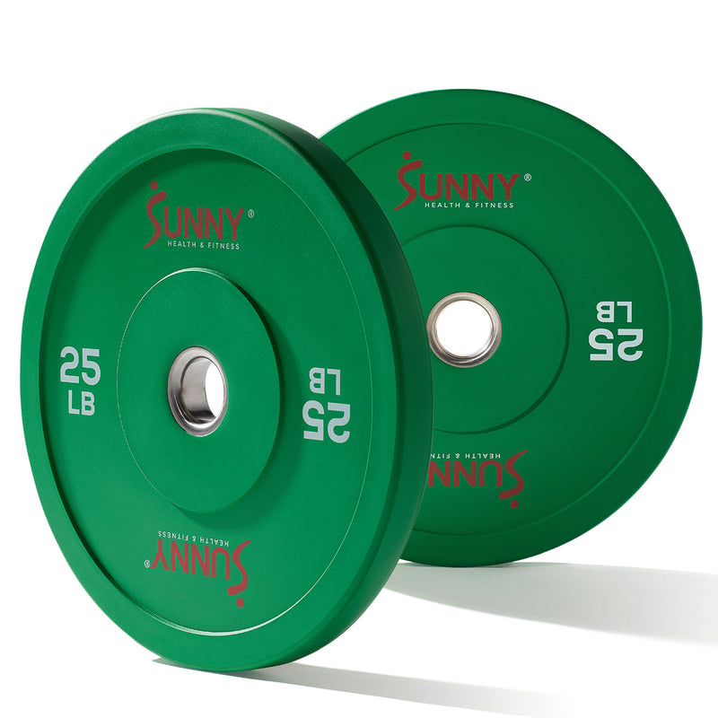 Sunny Health & Fitness Elite 2-inch Rubber Olympic Weight Plates 10 - 55 LBS