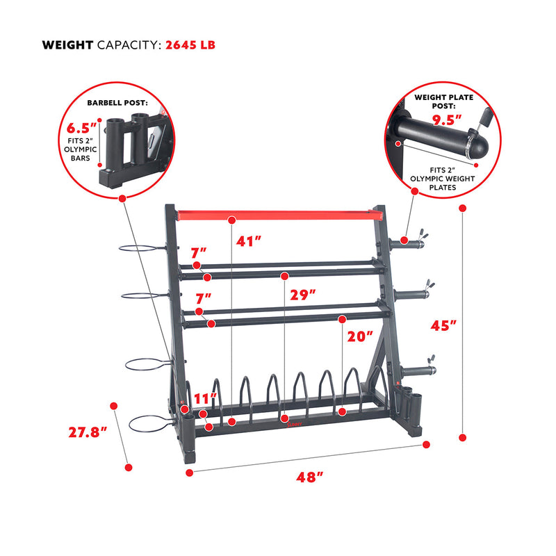 Sunny Health & Fitness Weights Rack All-In-One Storage Stand