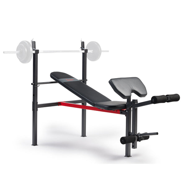 Sunny Health & Fitness Adjustable Standard Incline Weight Bench with Leg Developer and Preacher Curl Attachment