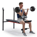 Sunny Health & Fitness Adjustable Standard Incline Weight Bench with Leg Developer and Preacher Curl Attachment