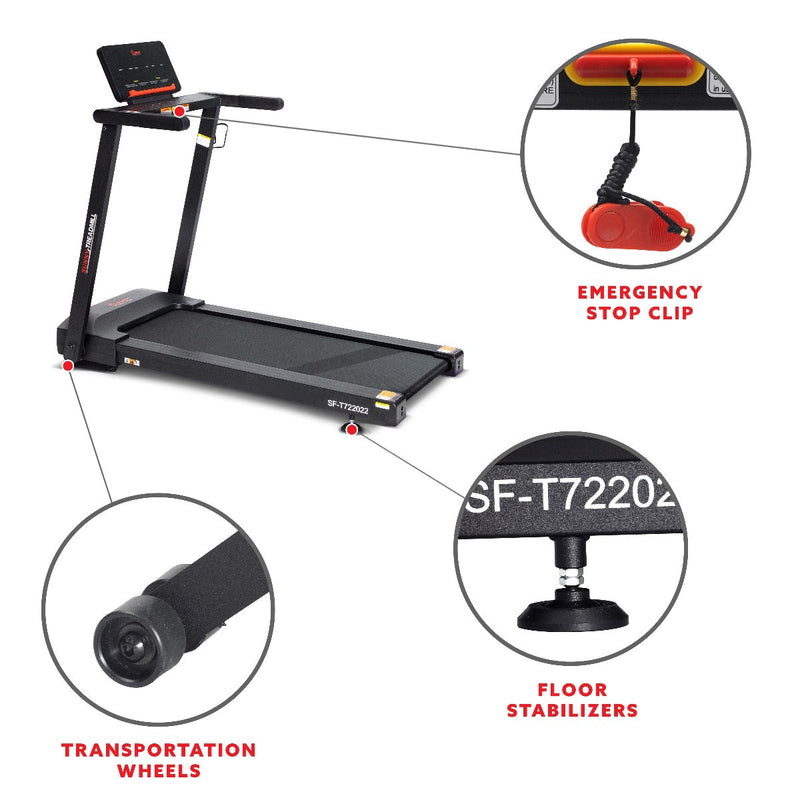 Sunny Health & Fitness Interactive Slim Auto Incline Treadmill with Bluetooth