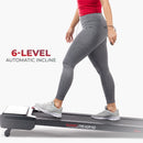 Sunny Health & Fitness Sleek Stride Smart Compact Auto Incline Treadpad® Treadmill