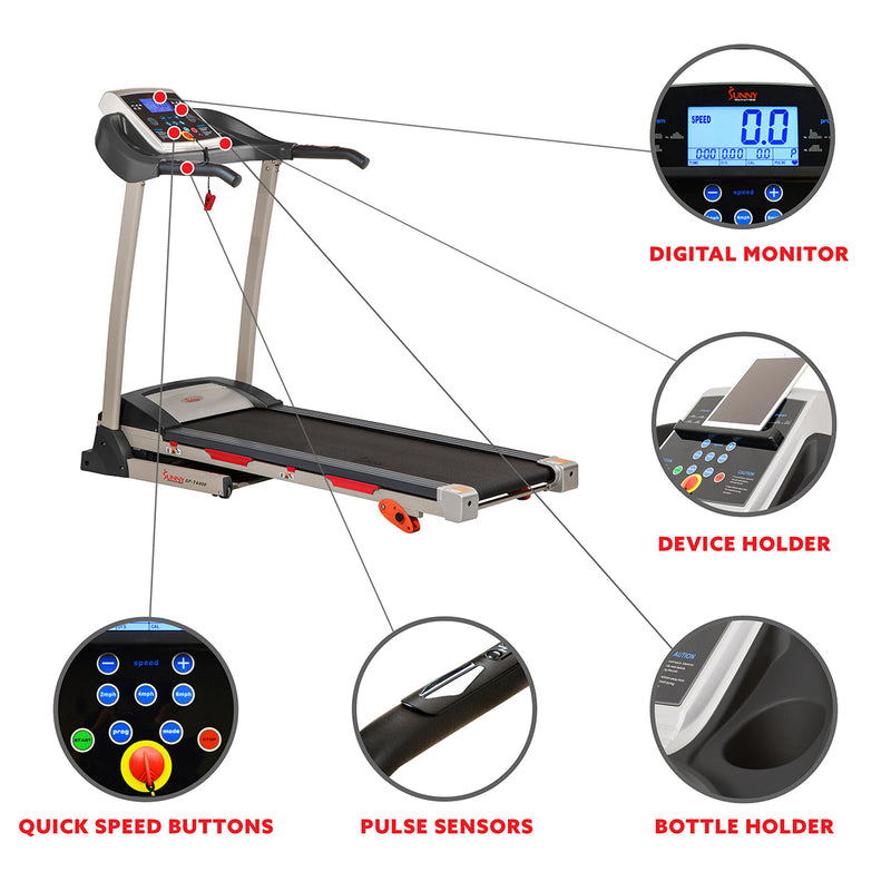 Sunny Health & Fitness Manual Incline Treadmill w/ LCD Display