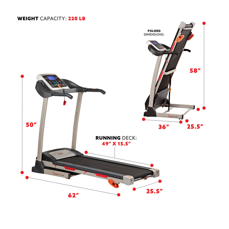 Sunny Health & Fitness Manual Incline Treadmill w/ LCD Display